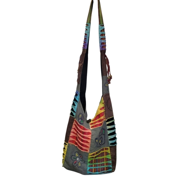 100% Cotton Colorful Packable Patchwork Shoulder Crossbody Bag - Picture 1 of 6